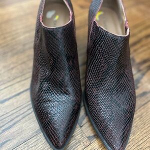 Lucky Brand Snakeskin Ankle Booties - Black and Brown
